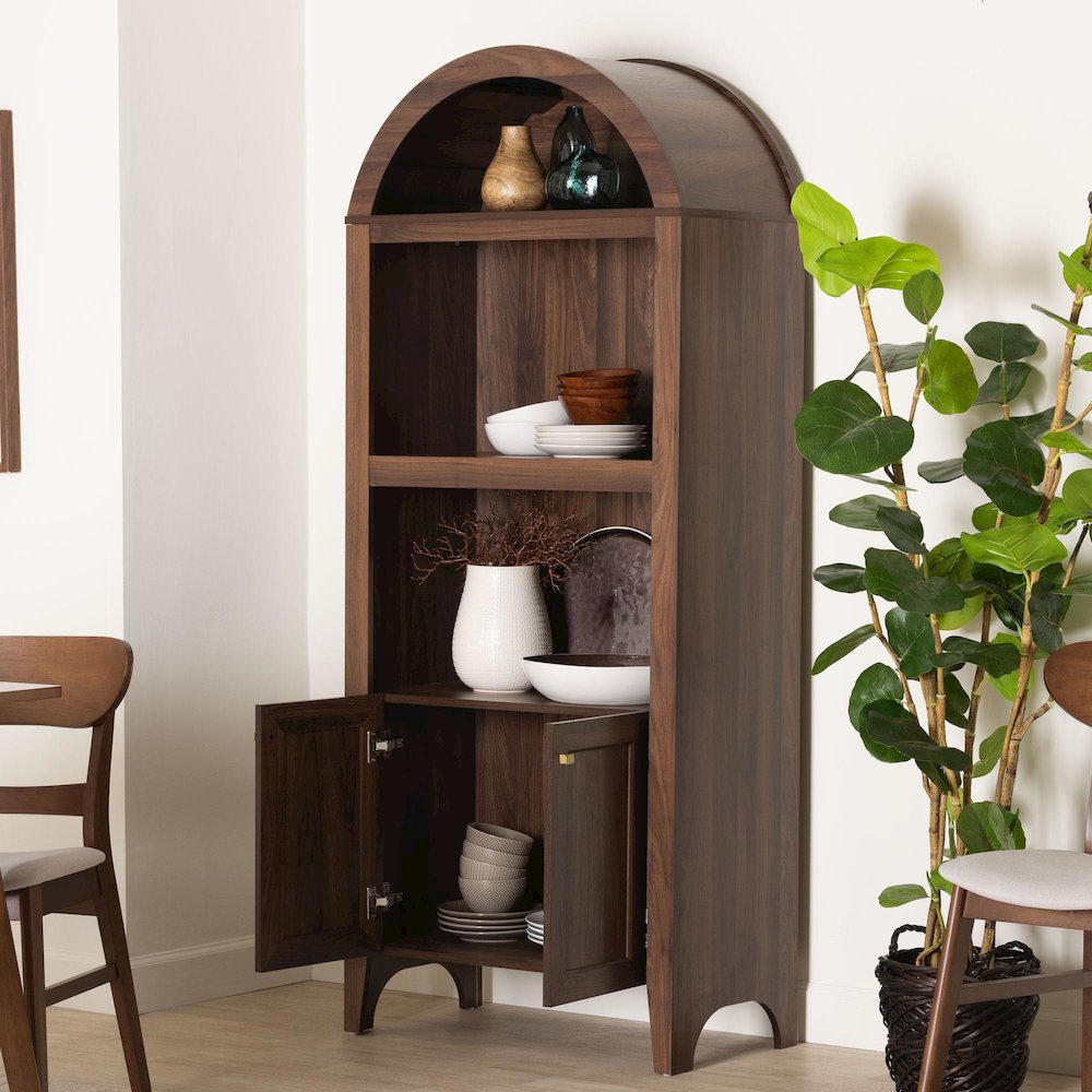 Hayes Wood Cabinet with Arch Top - Mid-Century Modern Display Piece. Picture 8
