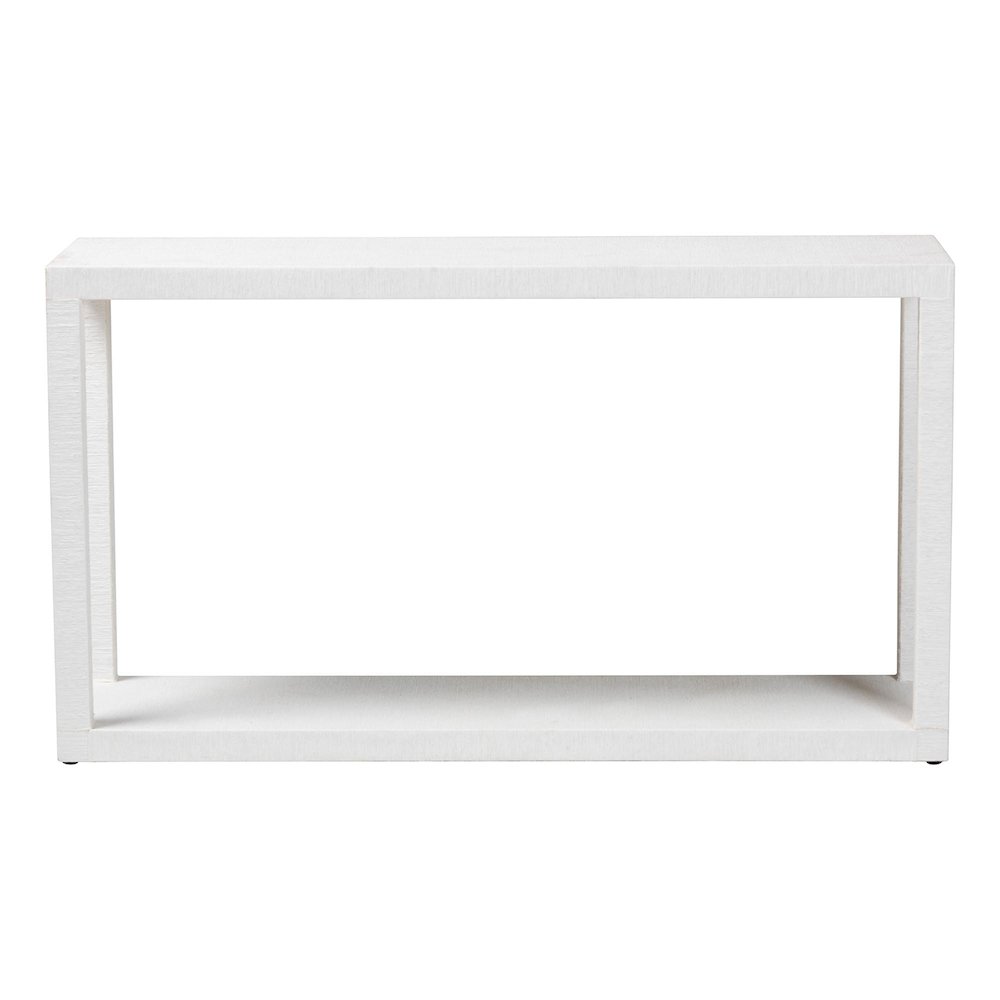 Oaklynn Natural Grasscloth Console Table, Two-Tier Entryway Table, White. Picture 3