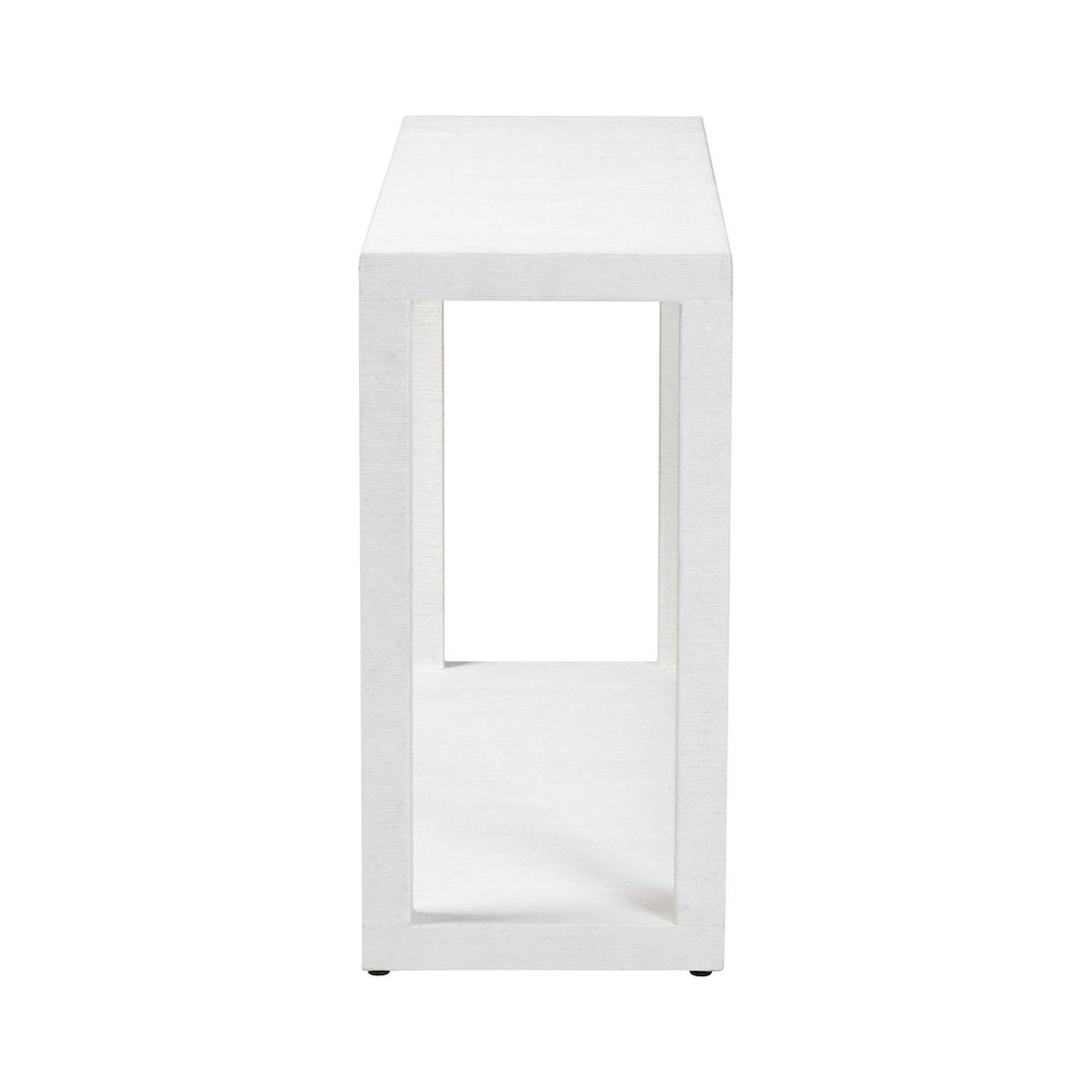 Oaklynn Natural Grasscloth Console Table, Two-Tier Entryway Table, White. Picture 4