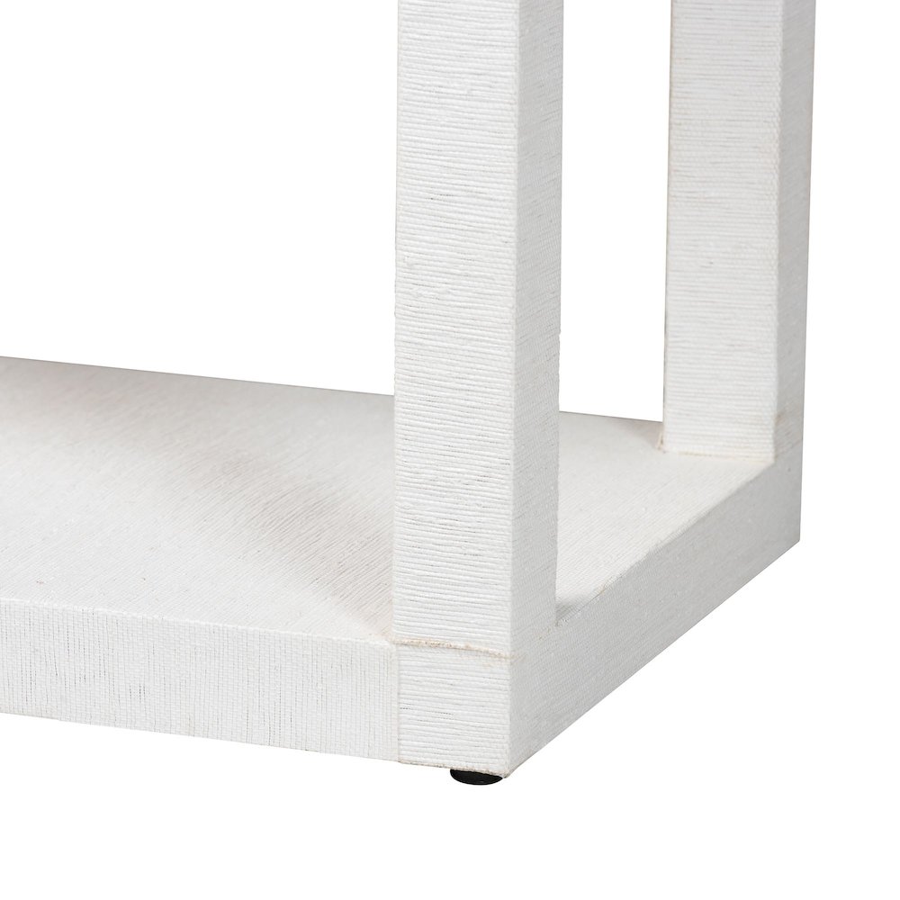 Oaklynn Natural Grasscloth Console Table, Two-Tier Entryway Table, White. Picture 5