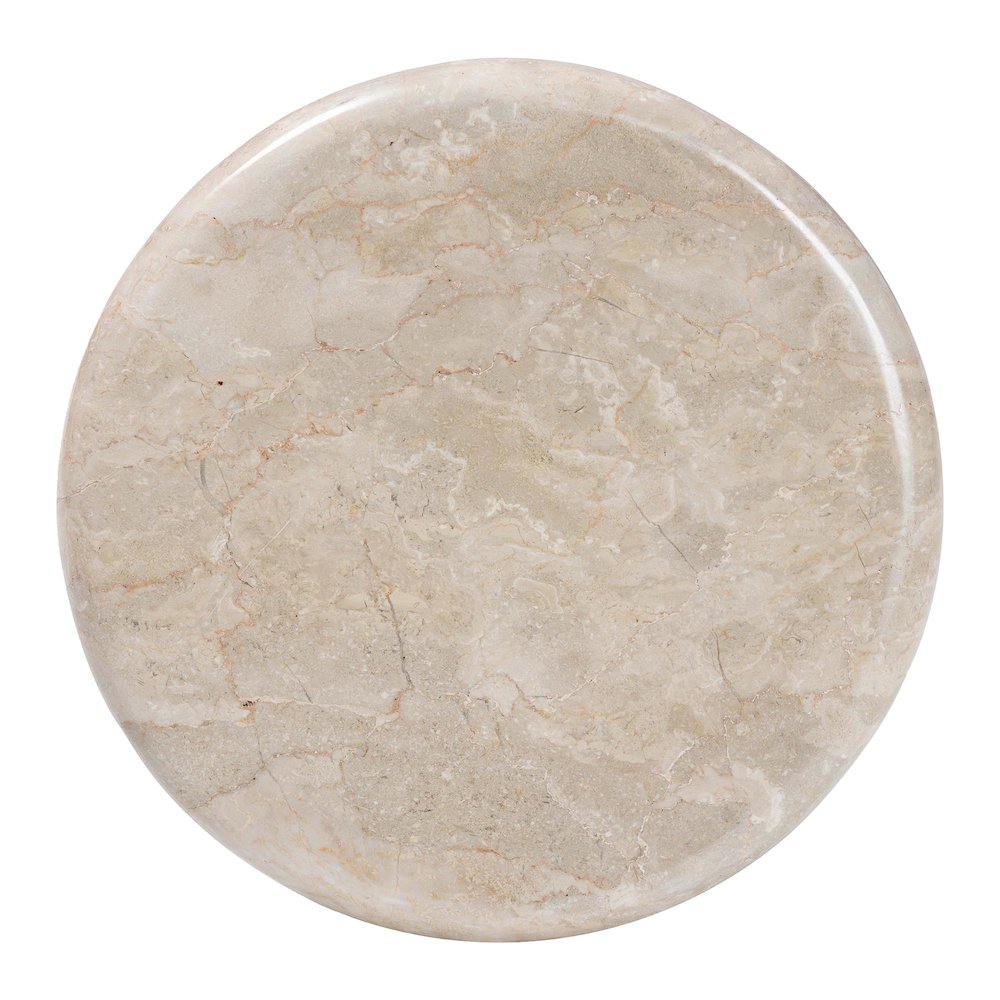 Perlita End Table with Marble Stone Top - Sculpted Pedestal Accent Side Table. Picture 5