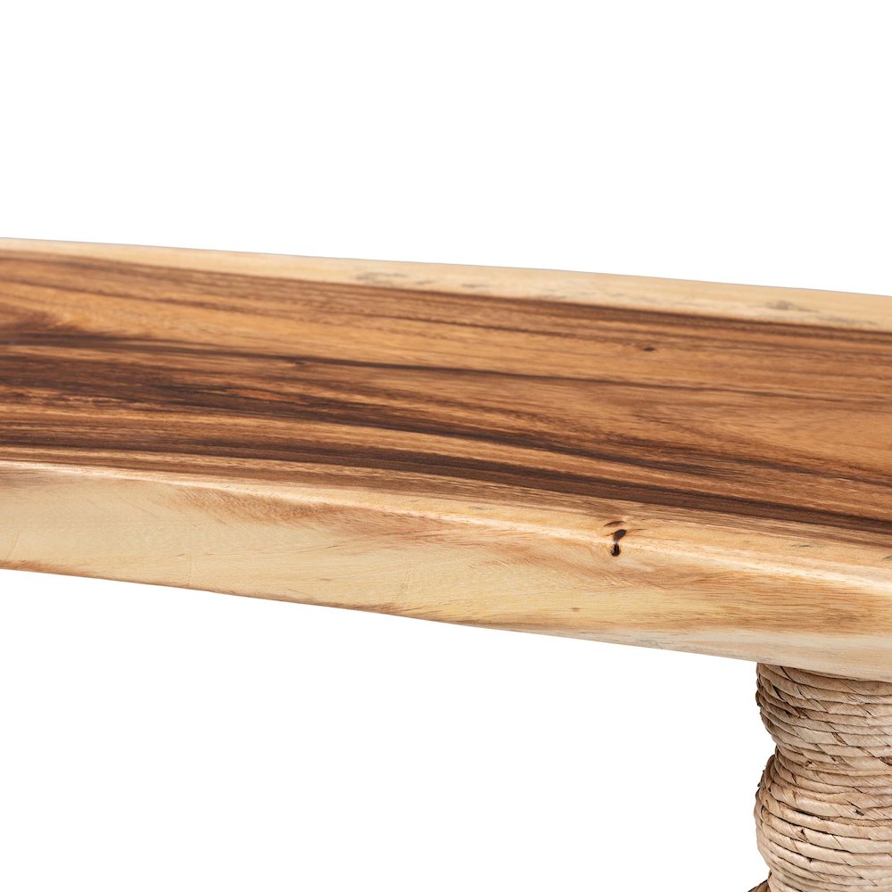 Teak Wood Console Table with Seagrass and Bobbin Legs, Narrow Entryway Table. Picture 6