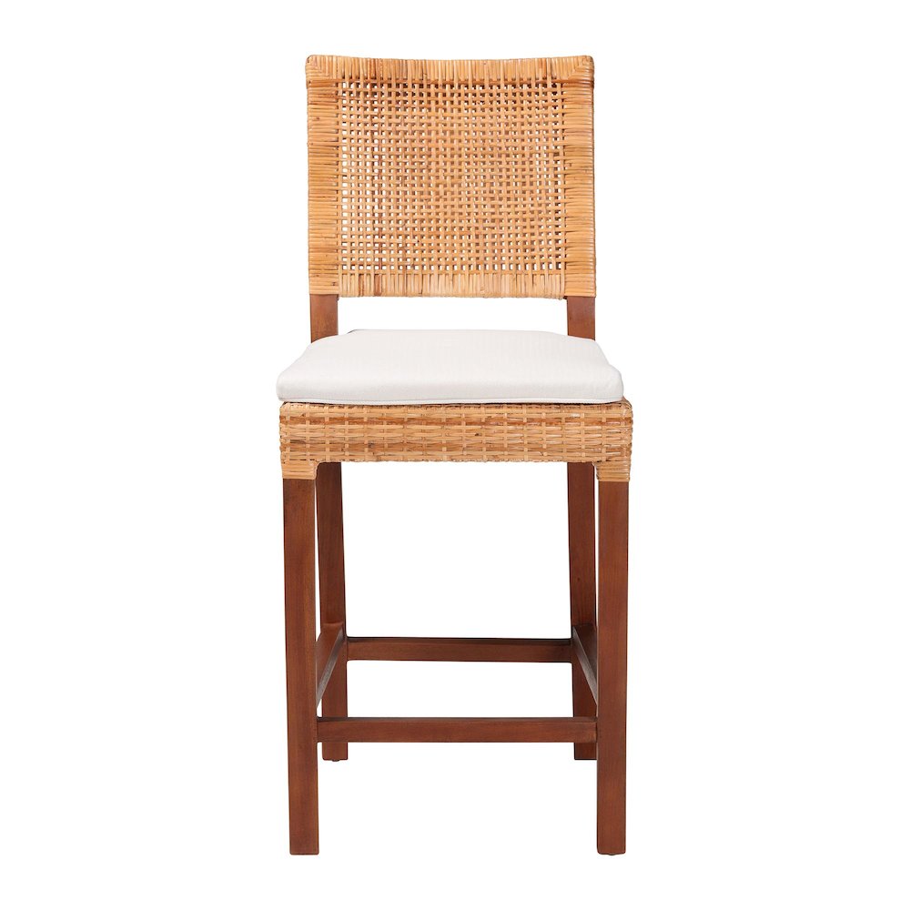 Natural Rattan Counter Stool with Cushion - Handwoven Wicker Stool. Picture 2