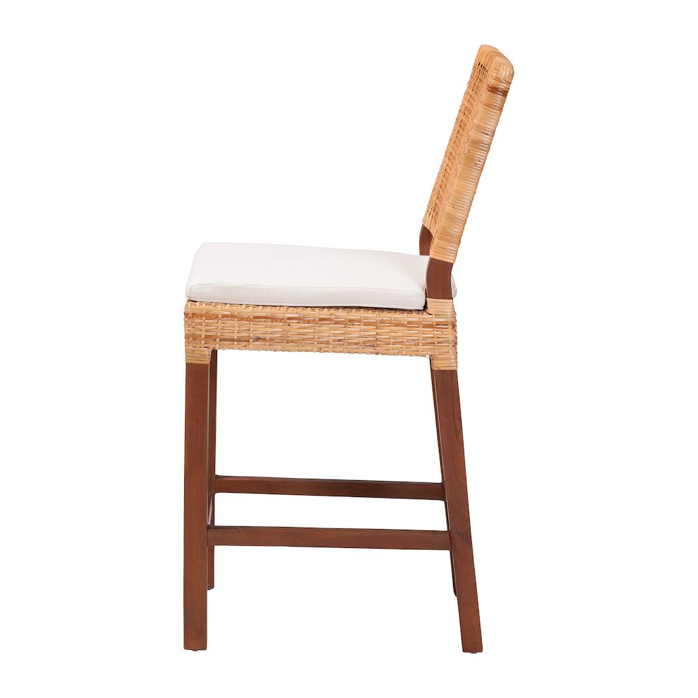Natural Rattan Counter Stool with Cushion - Handwoven Wicker Stool. Picture 3