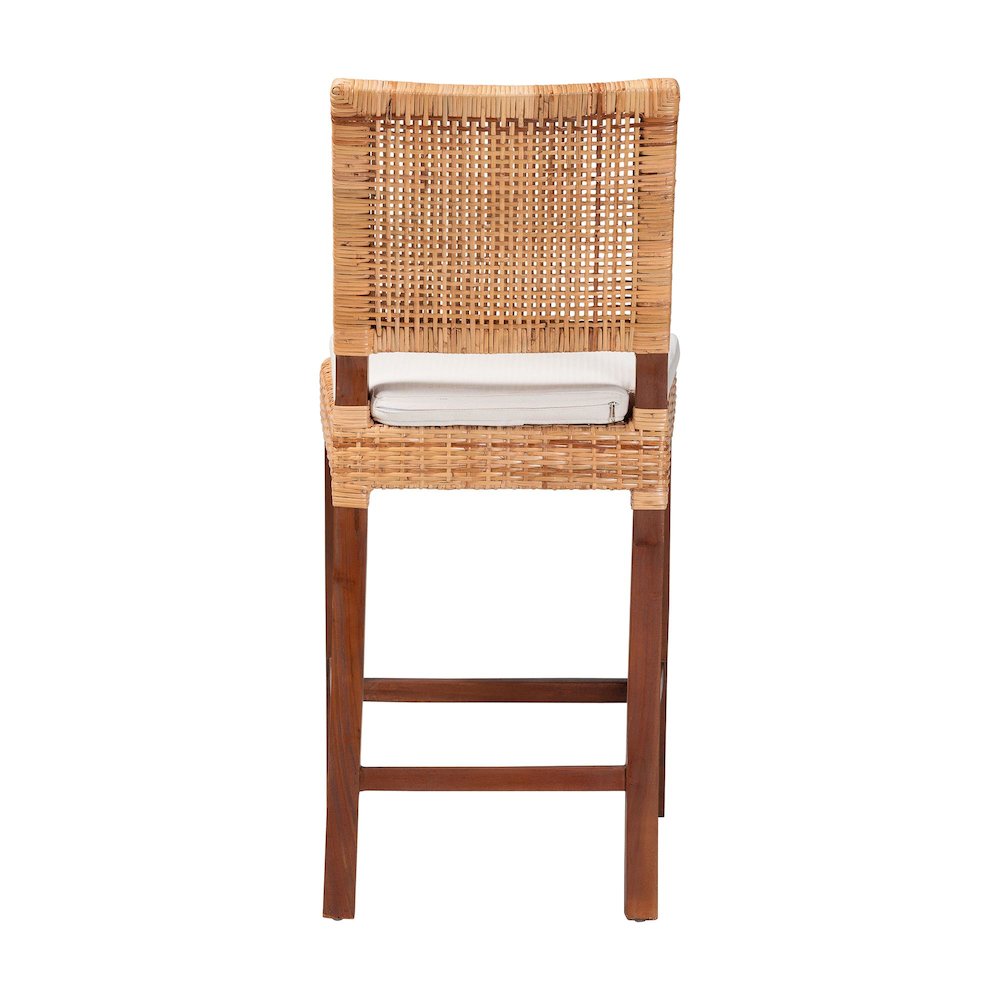 Natural Rattan Counter Stool with Cushion - Handwoven Wicker Stool. Picture 4