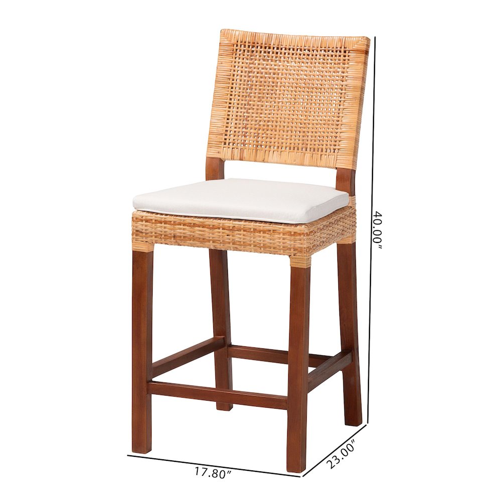 Natural Rattan Counter Stool with Cushion - Handwoven Wicker Stool. Picture 9