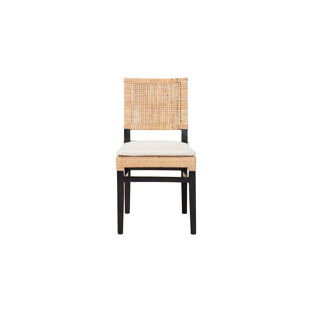 Lesia Rattan Dining Chair with Mahogany Frame and Cushion, Espresso. Picture 3