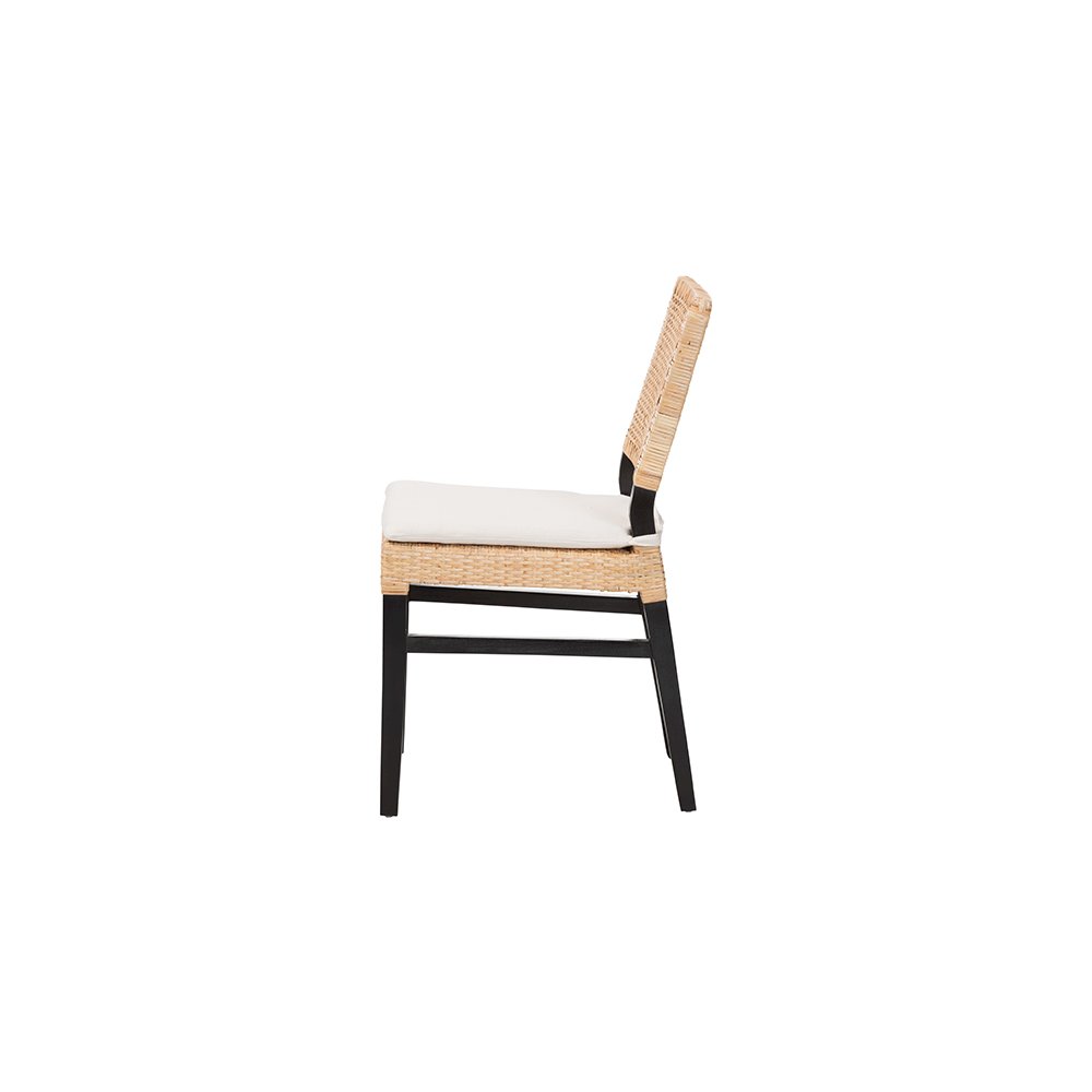 Lesia Rattan Dining Chair with Mahogany Frame and Cushion, Espresso. Picture 4