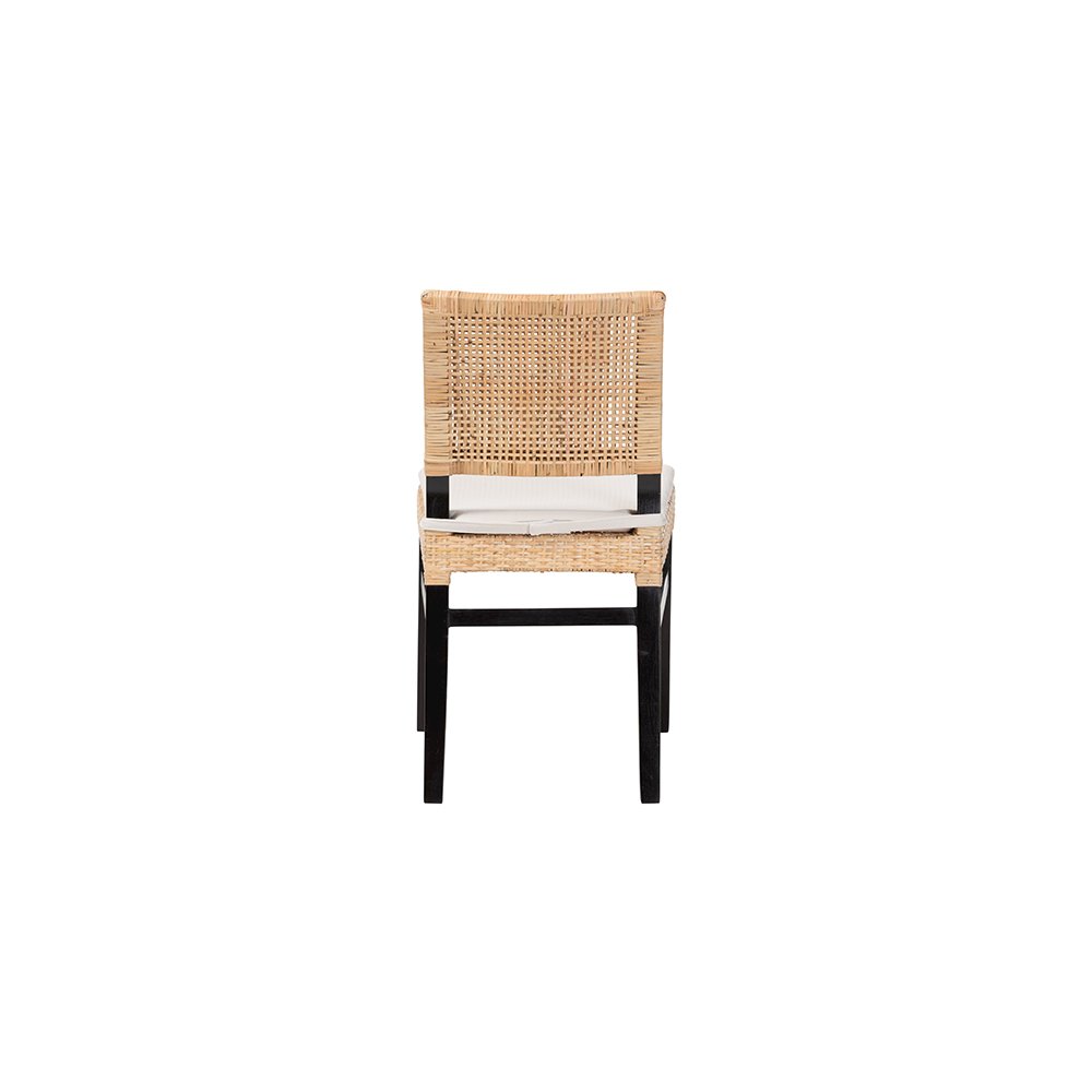 Lesia Rattan Dining Chair with Mahogany Frame and Cushion, Espresso. Picture 5