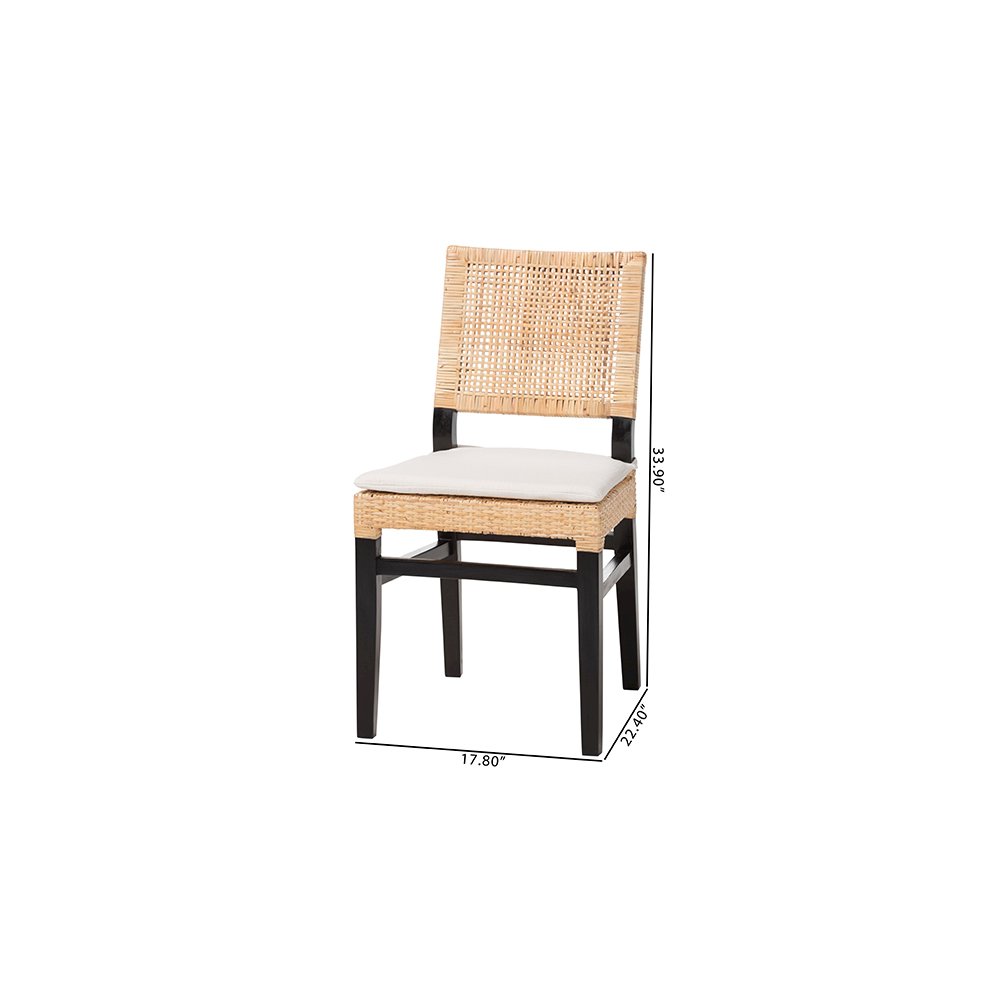 Lesia Rattan Dining Chair with Mahogany Frame and Cushion, Espresso. Picture 10