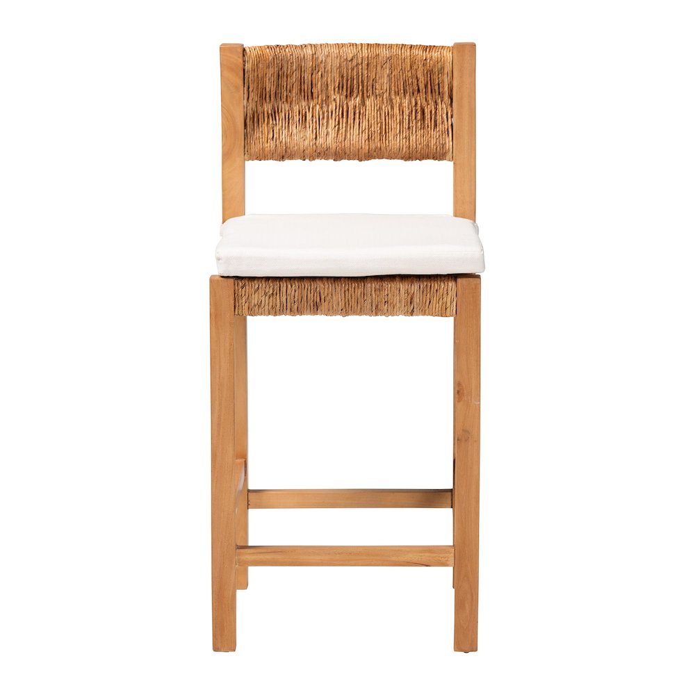 Pava Woven Seagrass Counter Stool - Solid Mahogany Wood Stool, Counter Height. Picture 3