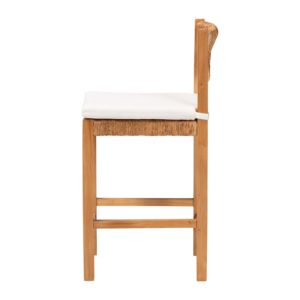 Pava Woven Seagrass Counter Stool - Solid Mahogany Wood Stool, Counter Height. Picture 4