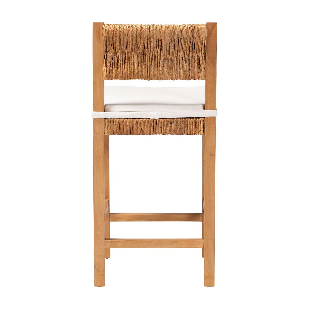 Pava Woven Seagrass Counter Stool - Solid Mahogany Wood Stool, Counter Height. Picture 5
