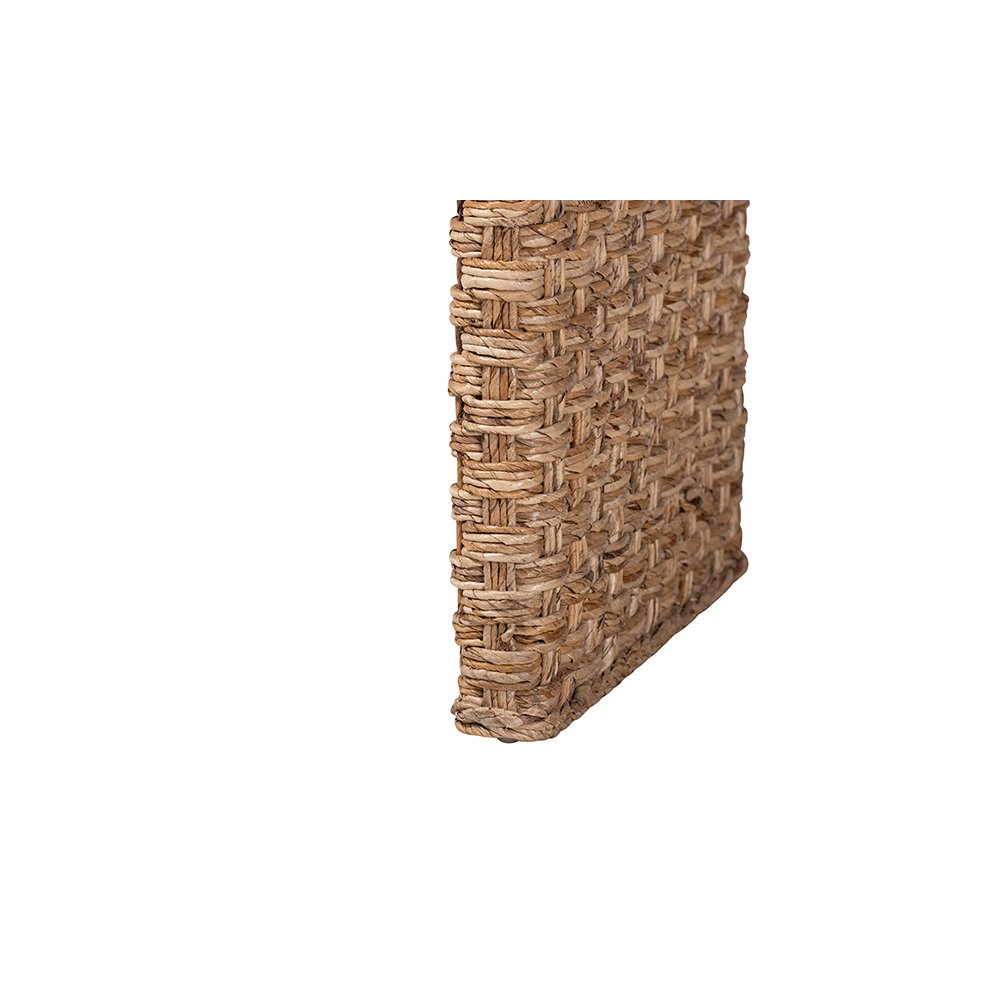 Alda Handwoven Seagrass Console Table with Rustic Waterfall Design. Picture 5