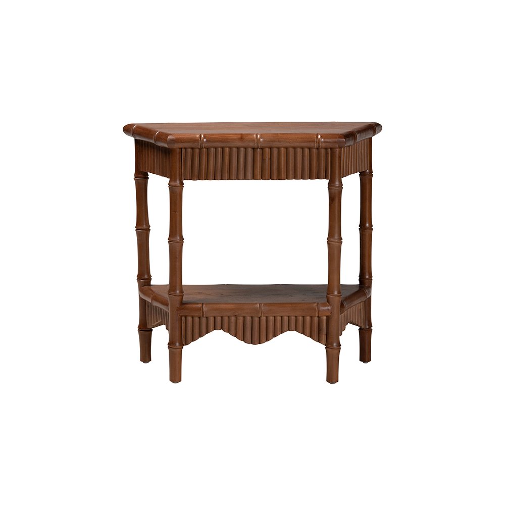 Alessa Mahogany Wood Console Table with Bamboo Motif, 2-Tier, 32 in.. Picture 3