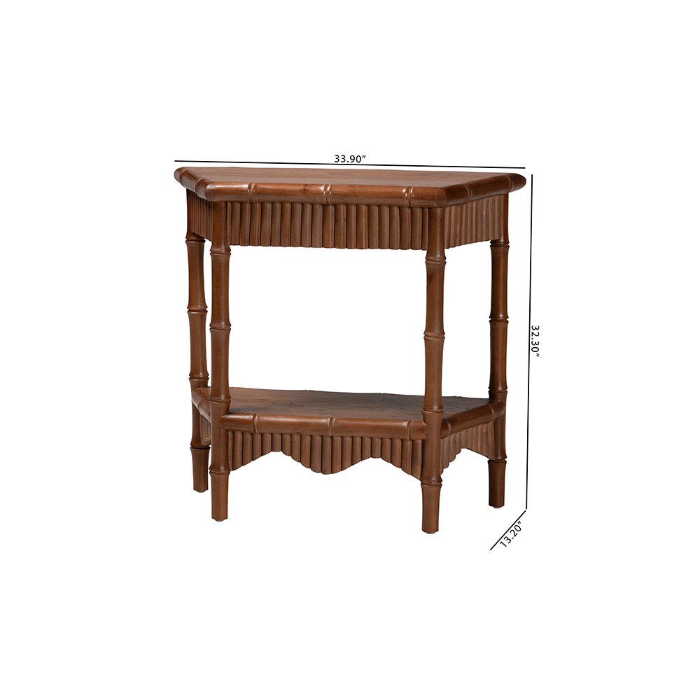 Alessa Mahogany Wood Console Table with Bamboo Motif, 2-Tier, 32 in.. Picture 10