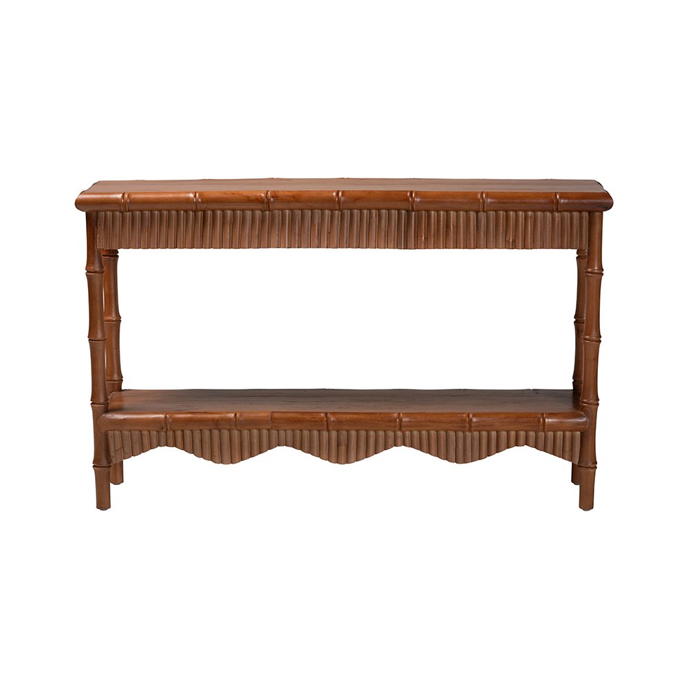 Alessa Mahogany Wood Console Table with Bamboo Motif, 2-Tier, 54 in.. Picture 3