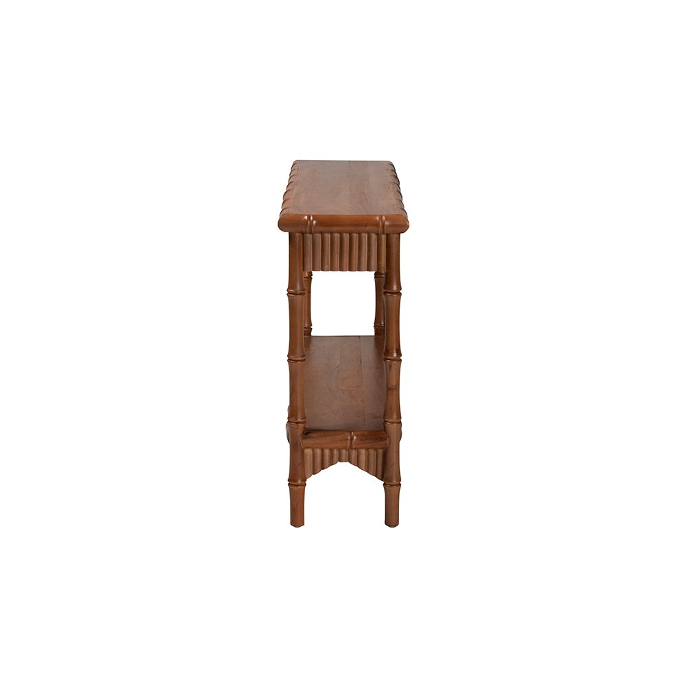 Alessa Mahogany Wood Console Table with Bamboo Motif, 2-Tier, 54 in.. Picture 4