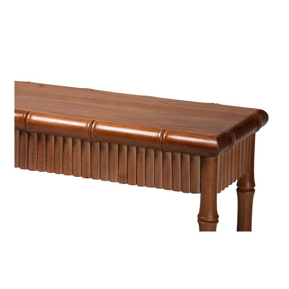 Alessa Mahogany Wood Console Table with Bamboo Motif, 2-Tier, 54 in.. Picture 5
