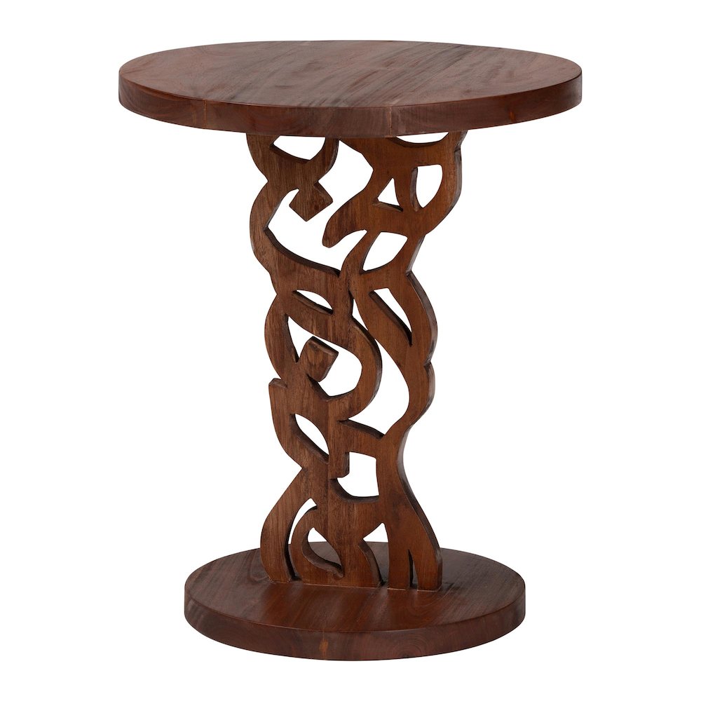 Nightstand with Pedestal Base - Mahogany Wood Bedside Side Table. Picture 1