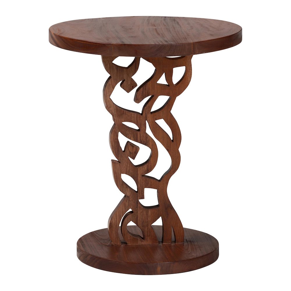 Nightstand with Pedestal Base - Mahogany Wood Bedside Side Table. Picture 3