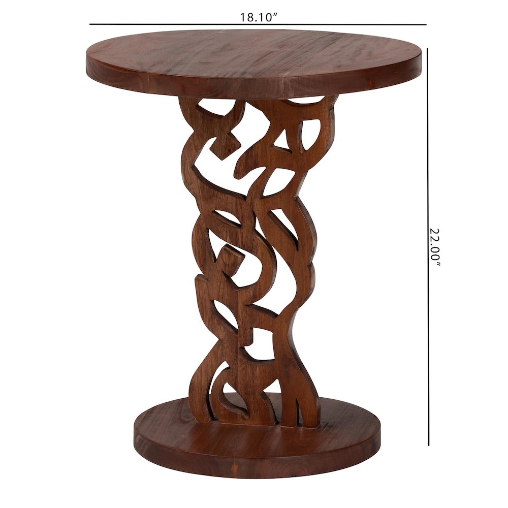 Nightstand with Pedestal Base - Mahogany Wood Bedside Side Table. Picture 7