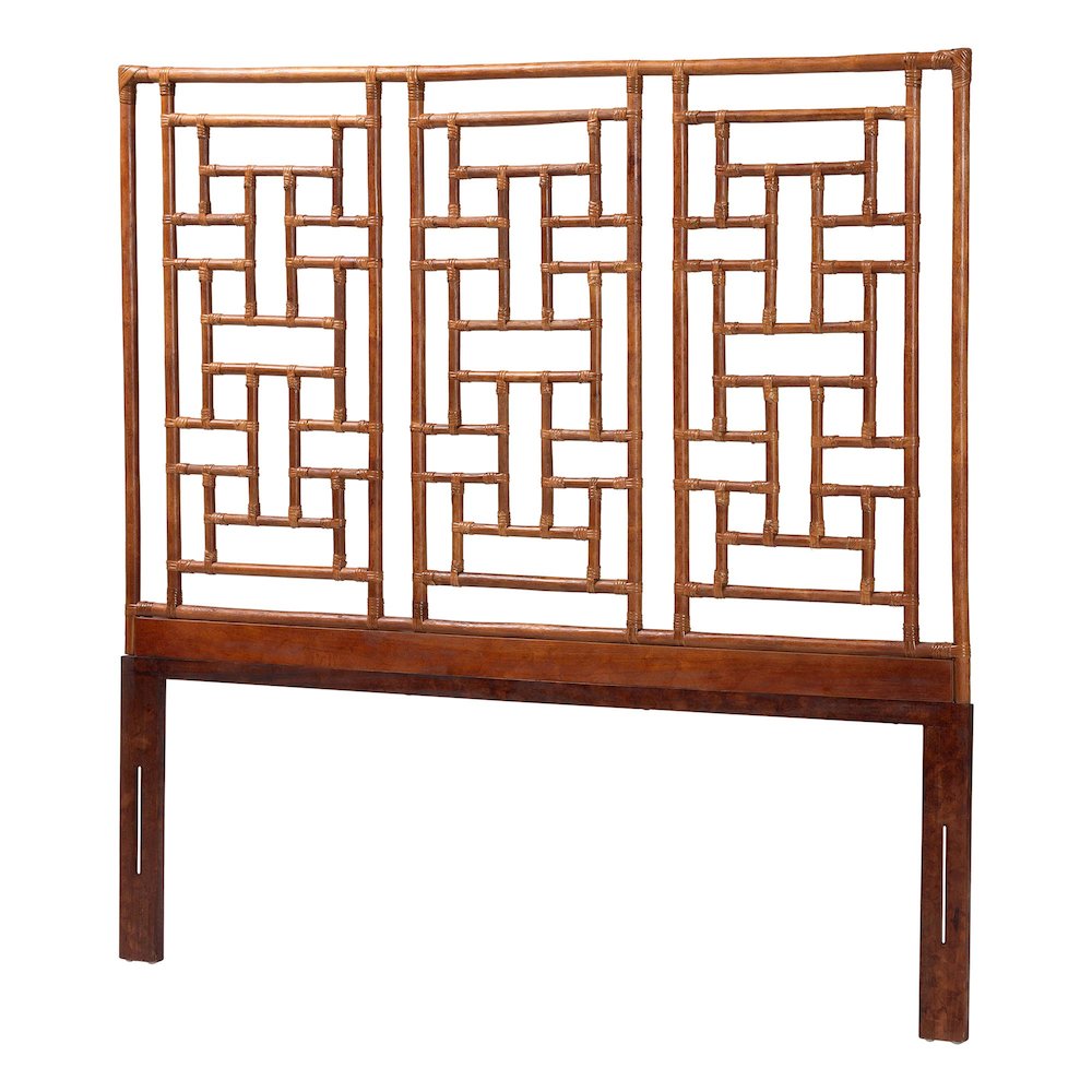 Natural Rattan Headboard - Handcrafted Coastal Boho Style Bedroom Backdrop, King. Picture 1