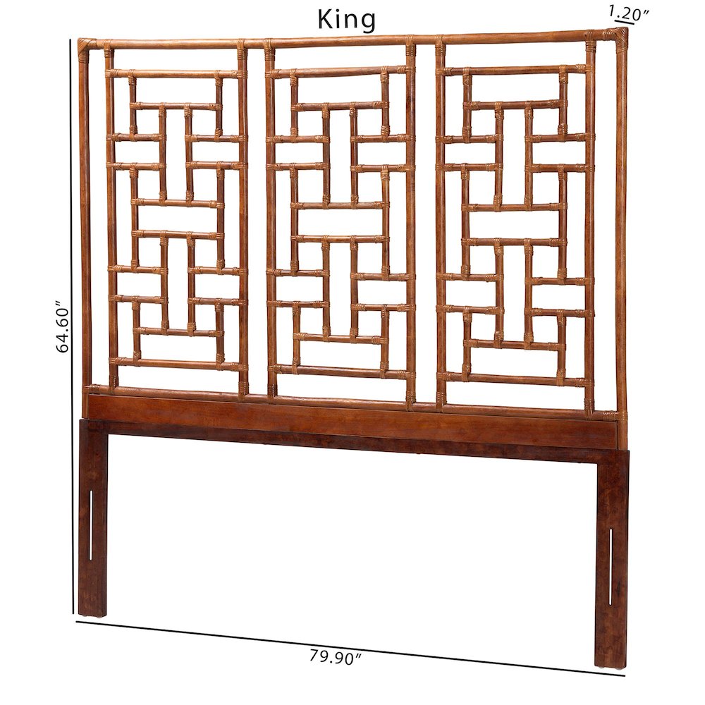 Natural Rattan Headboard - Handcrafted Coastal Boho Style Bedroom Backdrop, King. Picture 6