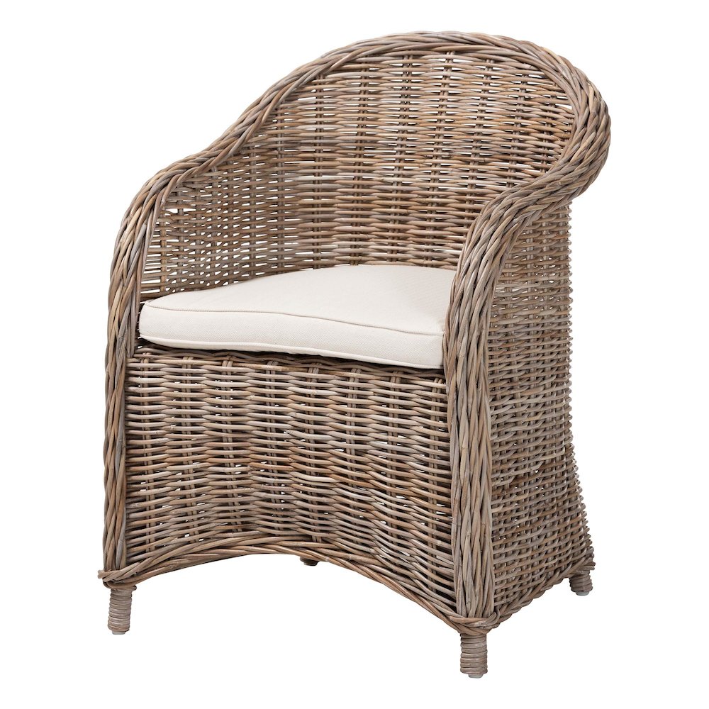 Amanda Natural Rattan Armchair - Handwoven Wicker Barrel Chair. Picture 1