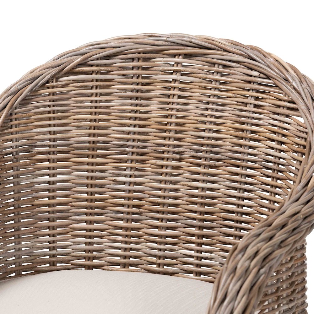 Amanda Natural Rattan Armchair - Handwoven Wicker Barrel Chair. Picture 5