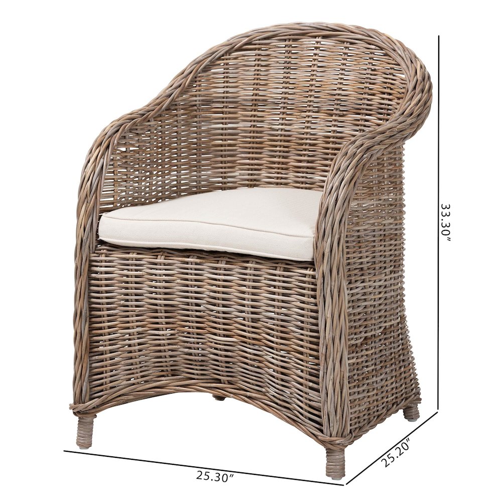 Amanda Natural Rattan Armchair - Handwoven Wicker Barrel Chair. Picture 9
