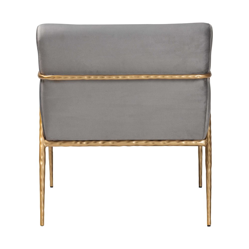Velvet Lounge Chair with Track Arms with Hand-Forged Metal Frame. Picture 5