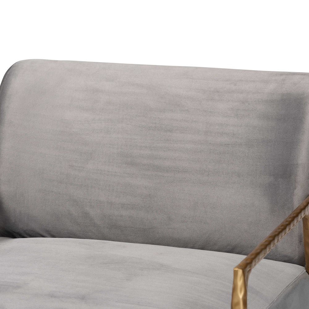 Velvet Lounge Chair with Track Arms with Hand-Forged Metal Frame. Picture 6