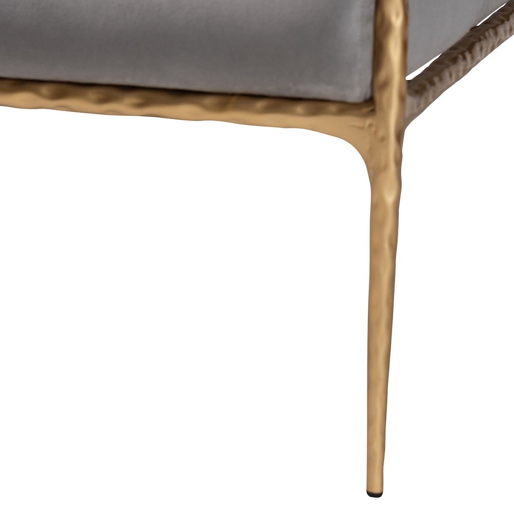 Velvet Lounge Chair with Track Arms with Hand-Forged Metal Frame. Picture 7