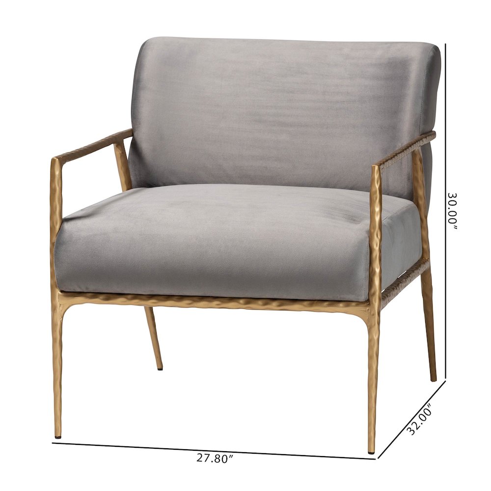 Velvet Lounge Chair with Track Arms with Hand-Forged Metal Frame. Picture 8