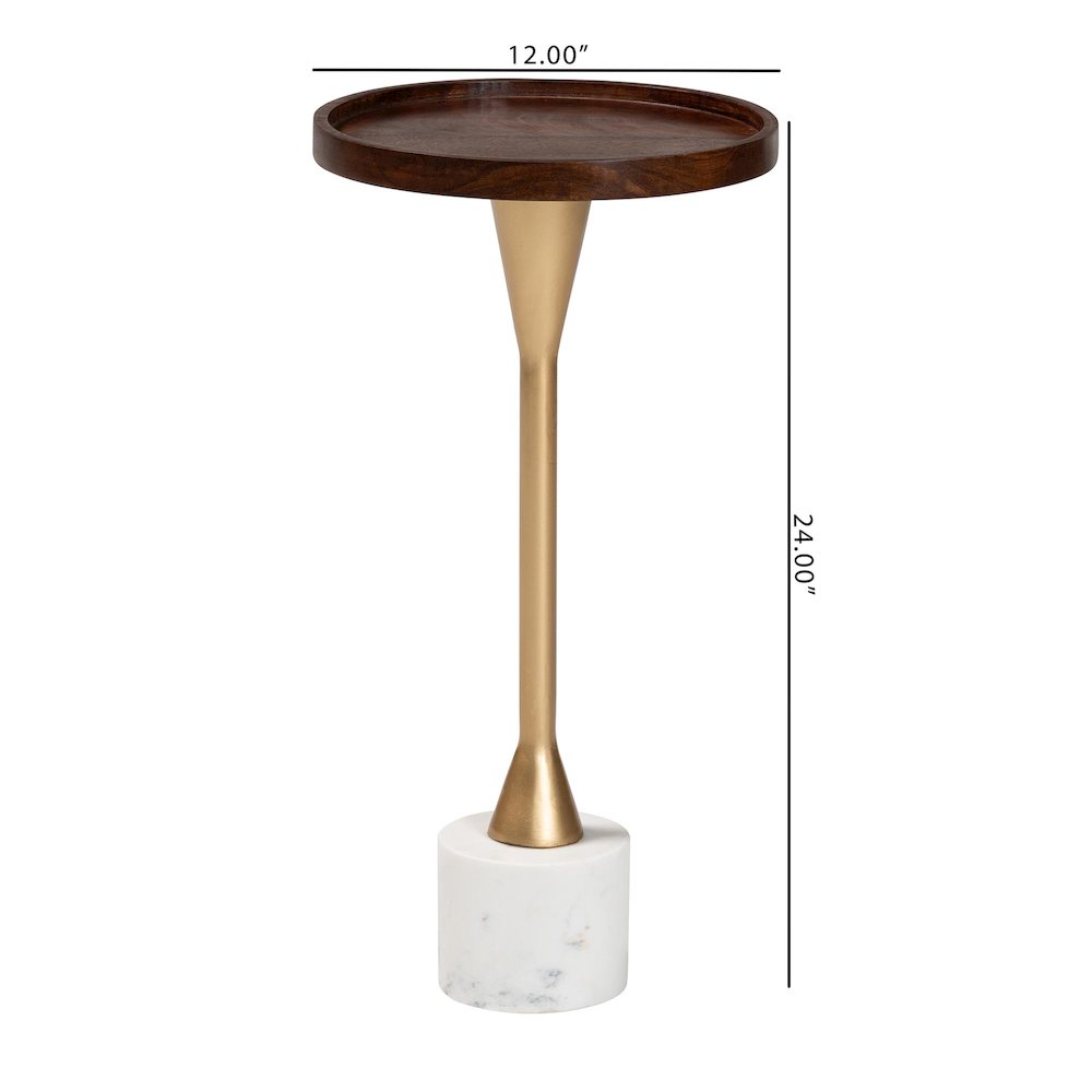 Drink Table with Marble Base - Pedestal Accent Table with Tray Top. Picture 5