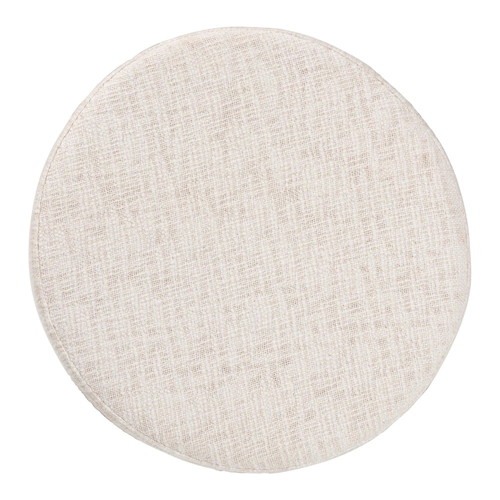 Modern Accent Ottoman Stool with Upholstered Cushion and Mango Wood Frame. Picture 5