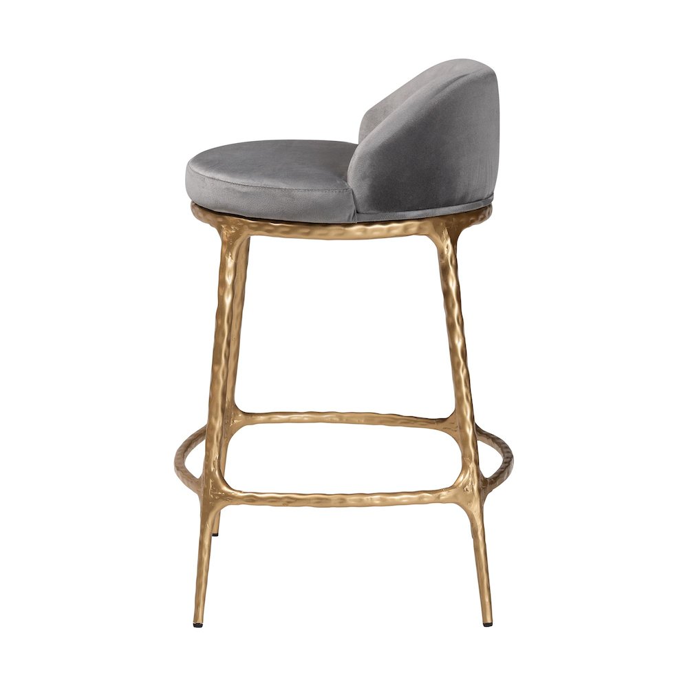 Aarush Counter Stool - Modern Rustic Seating with Hand-Forged Metal Frame. Picture 4