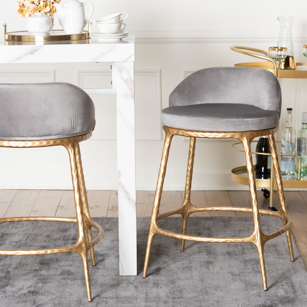 Aarush Counter Stool - Modern Rustic Seating with Hand-Forged Metal Frame. Picture 2