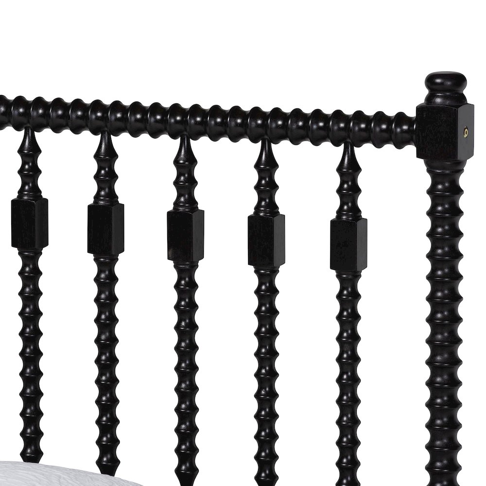 Platform Bed - Turned Bed Frame with Headboard and Sculpted Legs, Black, Twin. Picture 5