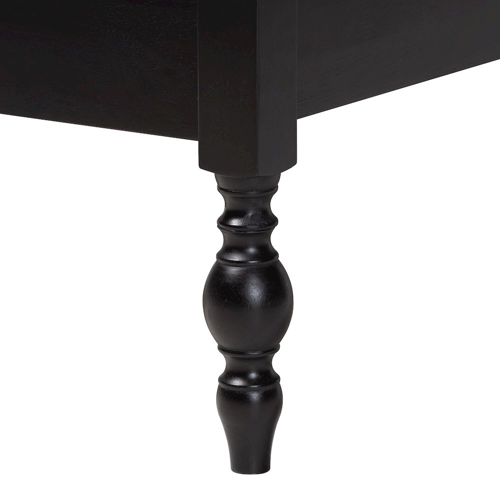 Platform Bed - Turned Bed Frame with Headboard and Sculpted Legs, Black, Twin. Picture 6