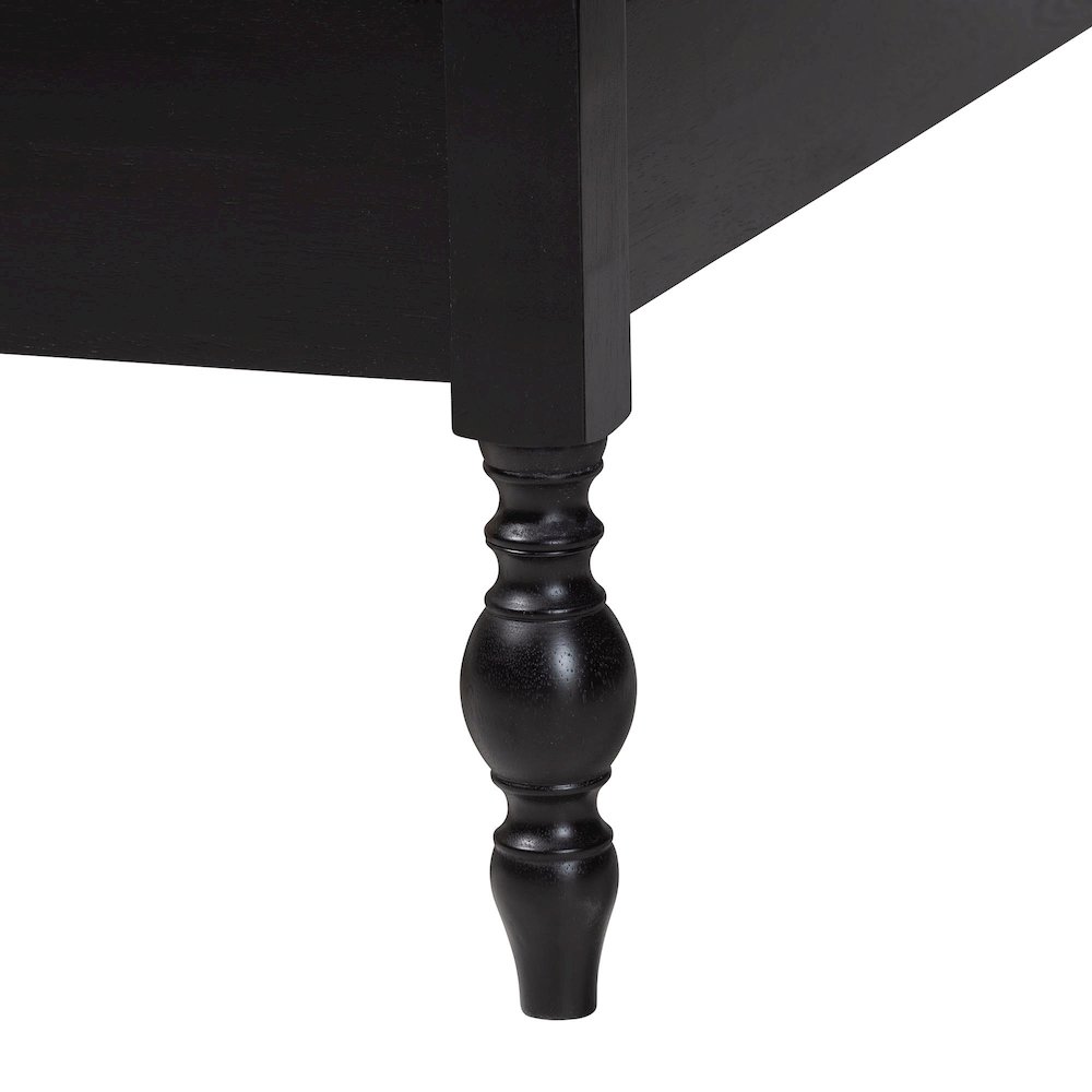 Platform Bed - Turned Bed Frame with Headboard and Sculpted Legs, Black, Full. Picture 6