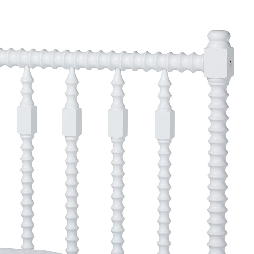Platform Bed - Turned Bed Frame with Headboard and Sculpted Legs, White, Twin. Picture 5