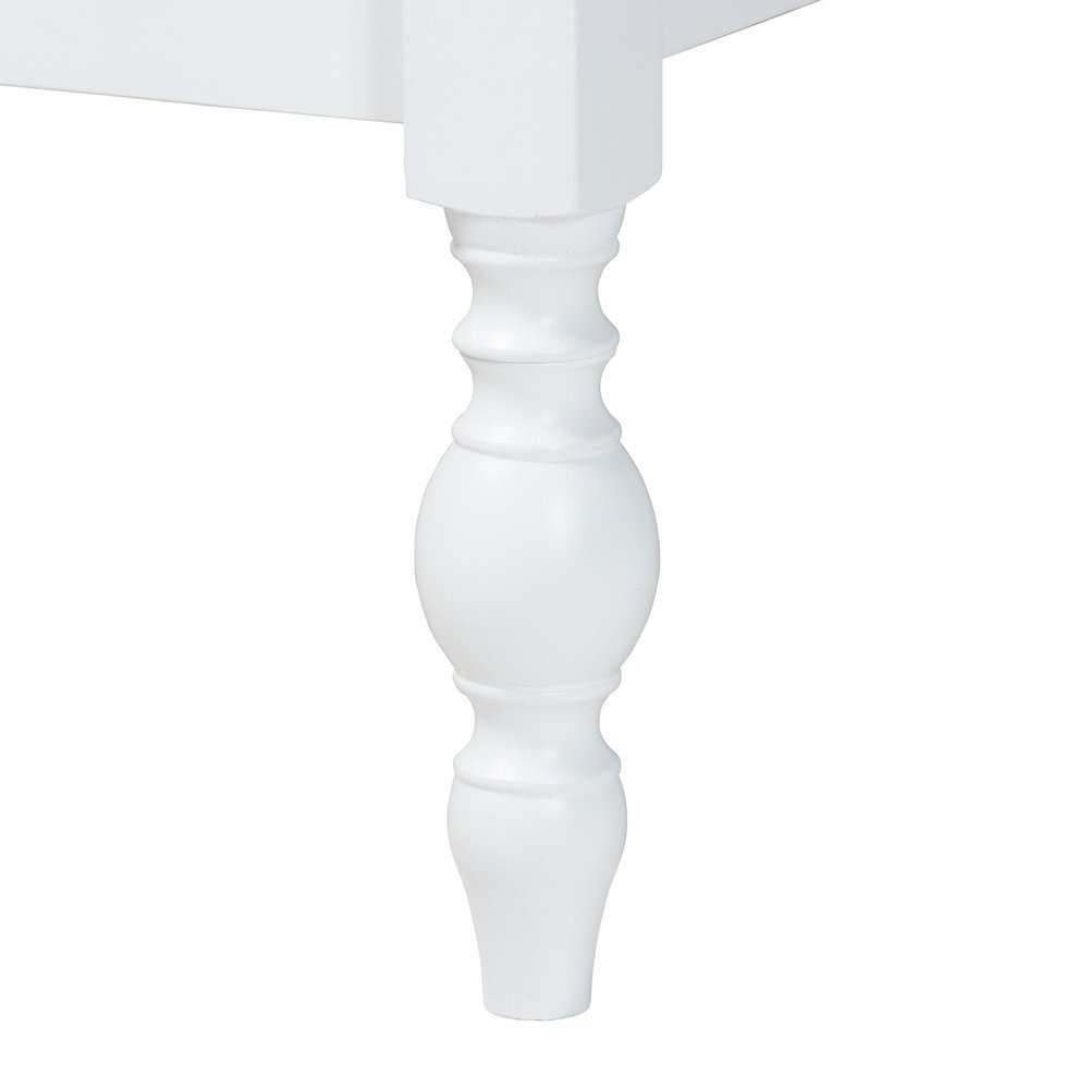 Platform Bed - Turned Bed Frame with Headboard and Sculpted Legs, White, Twin. Picture 6