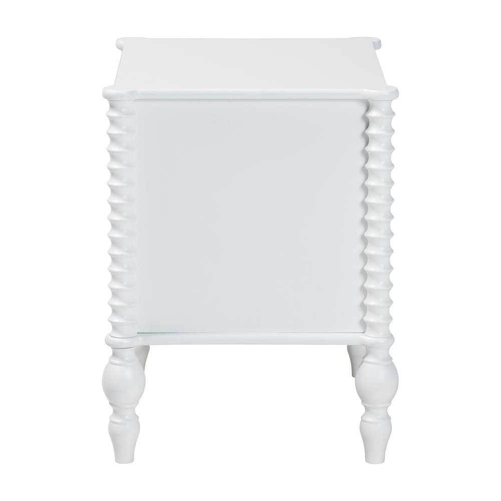 Nightstand - 2-Drawer Bedside Table with Turned Accents for Bedroom, White. Picture 5