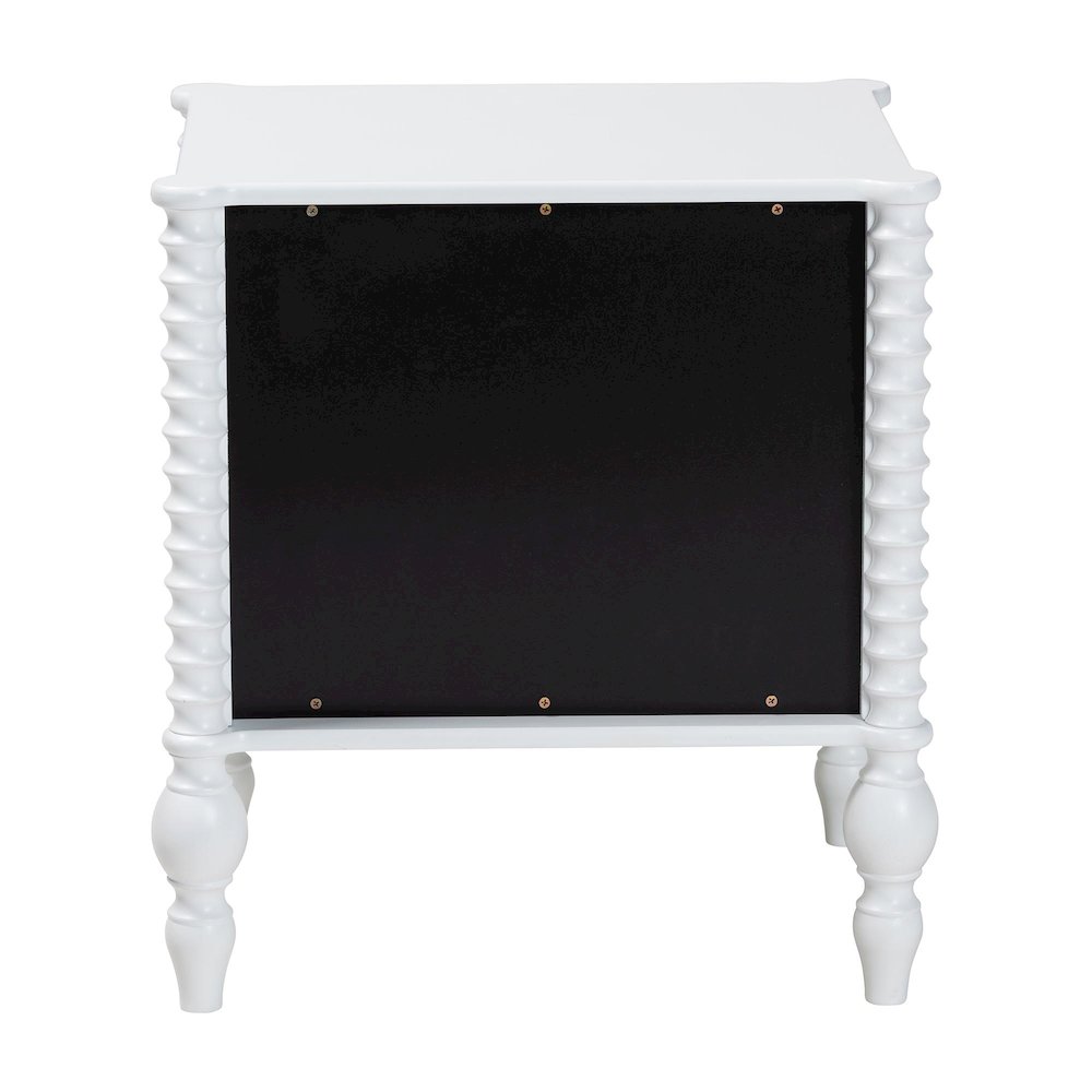 Nightstand - 2-Drawer Bedside Table with Turned Accents for Bedroom, White. Picture 6