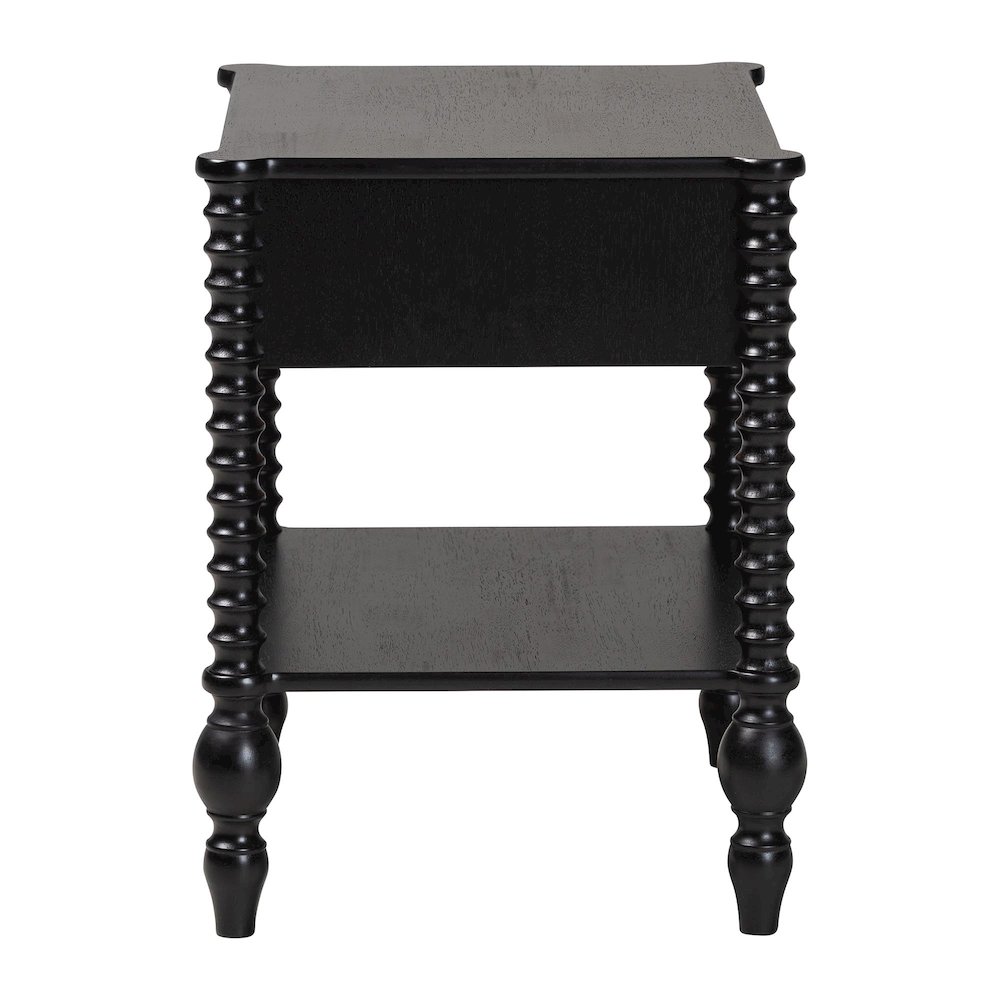 Nightstand - 1-Drawer Bedside Table with Open Shelf Storage, Black. Picture 5