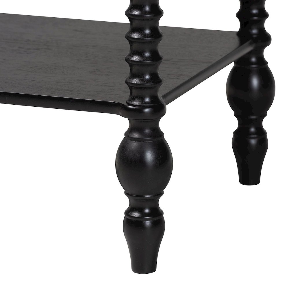 Nightstand - 1-Drawer Bedside Table with Open Shelf Storage, Black. Picture 8
