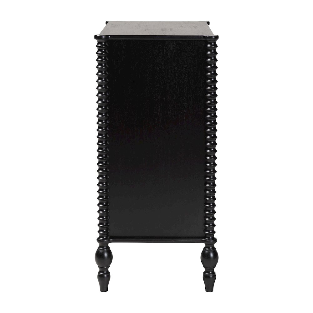 Chest - 4-Drawer Vertical Cabinet with Turned Accents for Bedroom, Black. Picture 6