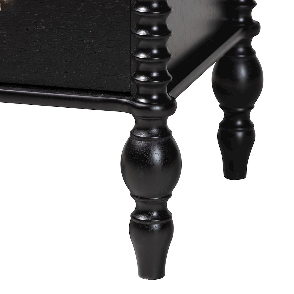 Chest - 4-Drawer Vertical Cabinet with Turned Accents for Bedroom, Black. Picture 8